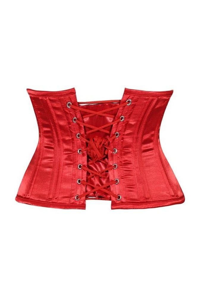Daisy Corsets Lavish Red Satin Mini Cincher Underbust Corset Waist Cincher Busk Closure