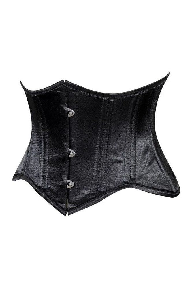 Daisy Corsets Lavish Black Satin Mini Cincher Underbust Corset Waist Cincher Busk Closure