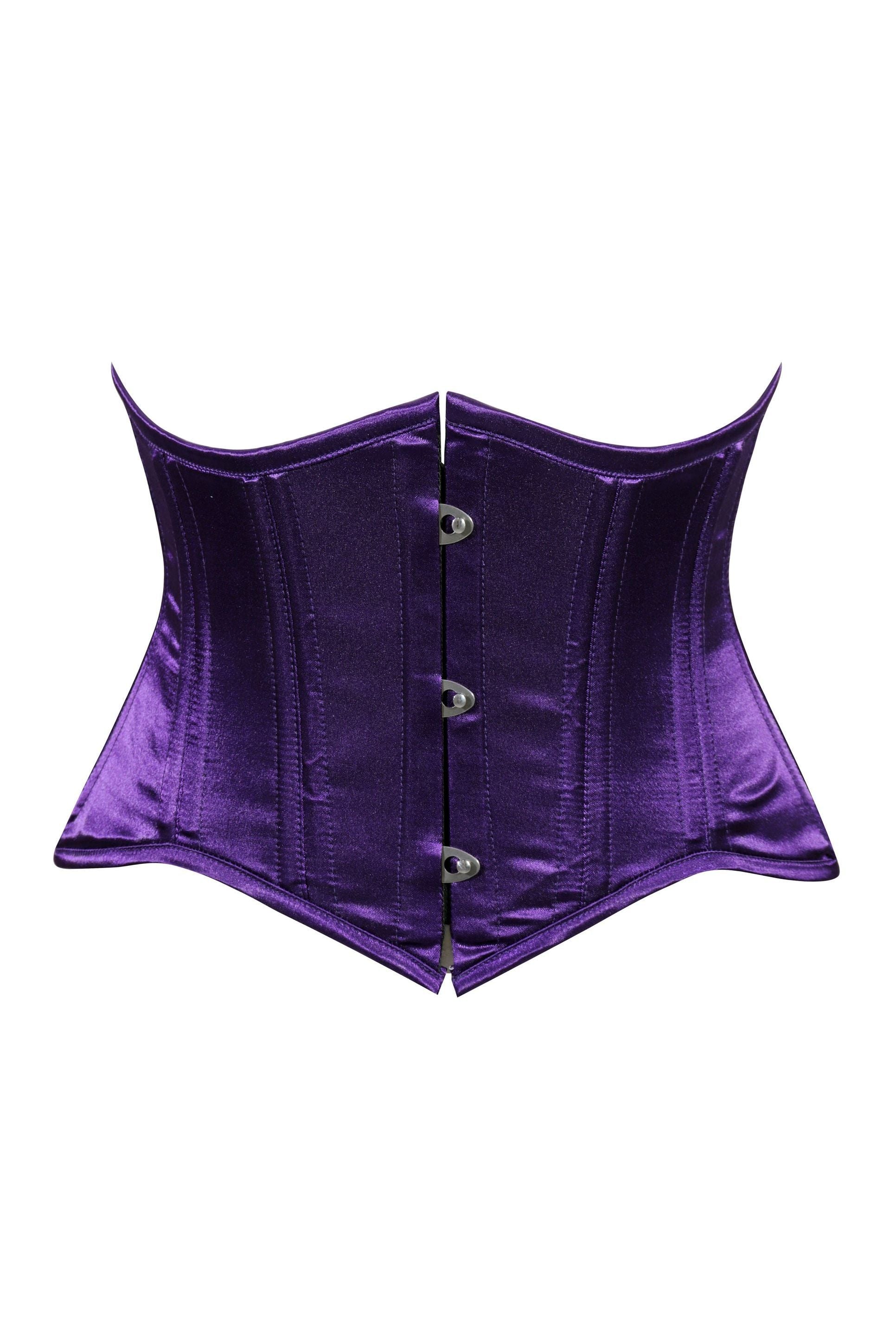 Daisy Corsets Lavish Dark Purple Satin Mini Cincher Underbust Corset Waist Cincher Busk Closure