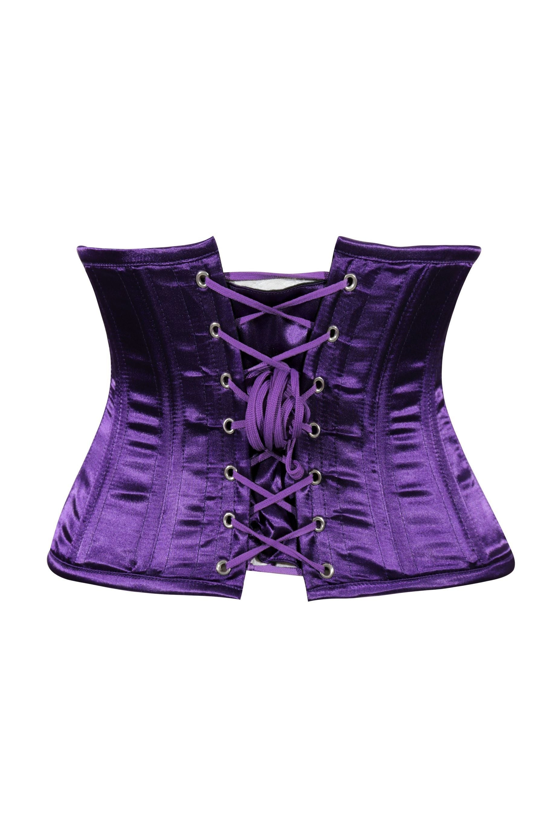 Daisy Corsets Lavish Dark Purple Satin Mini Cincher Underbust Corset Waist Cincher Busk Closure