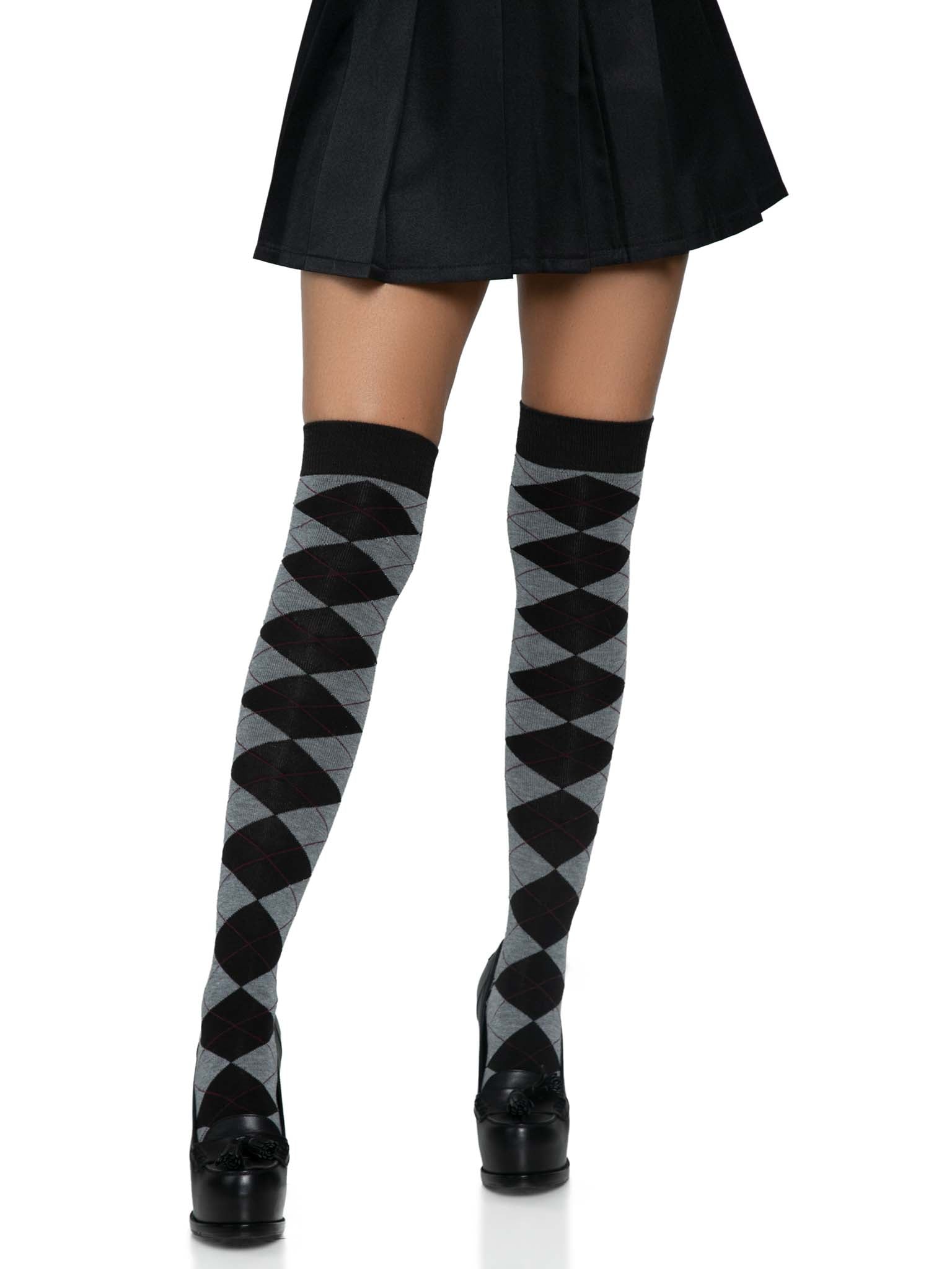 Leg Avenue Madeline Thigh High Argyle Socks