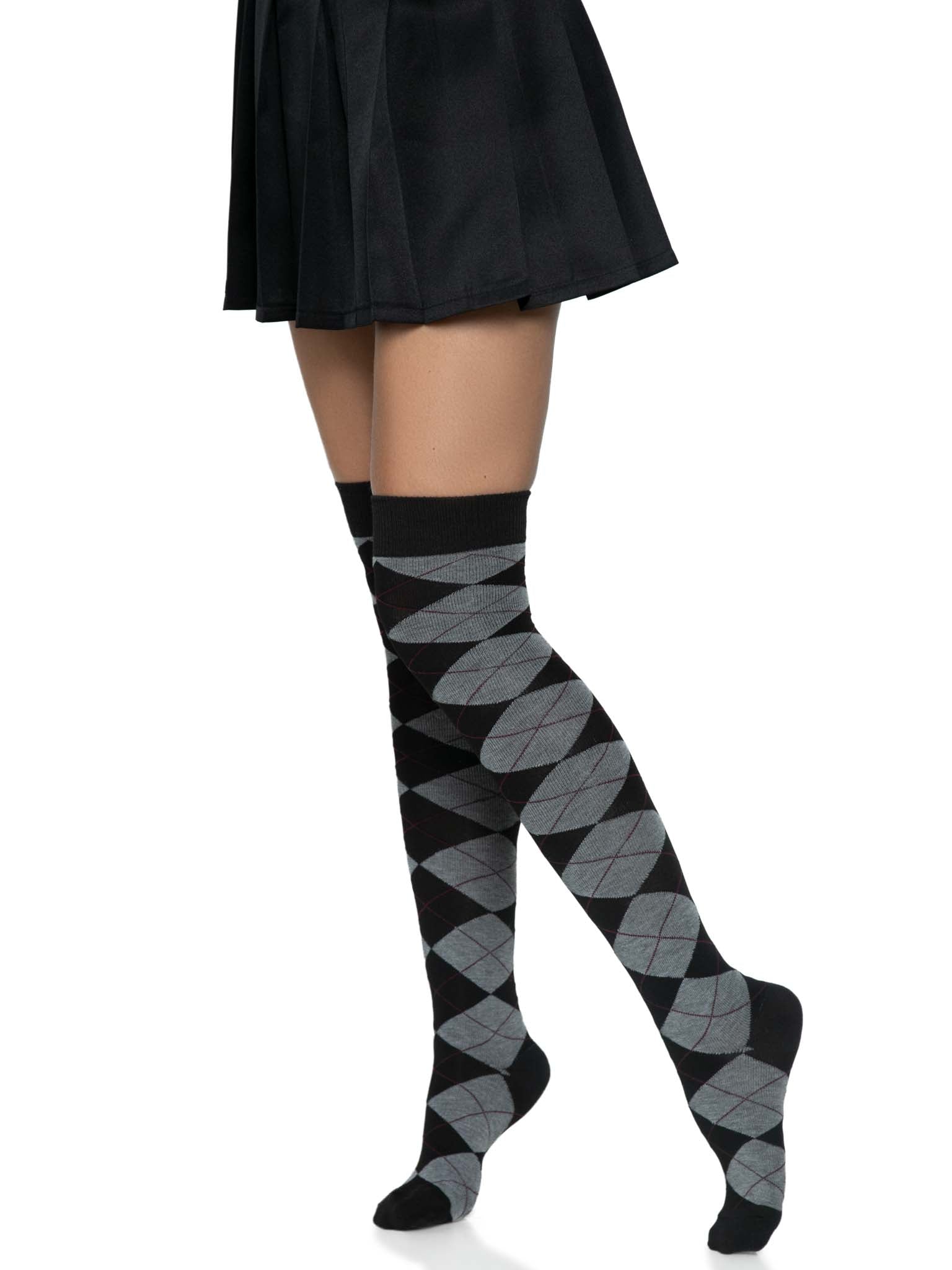 Leg Avenue Madeline Thigh High Argyle Socks