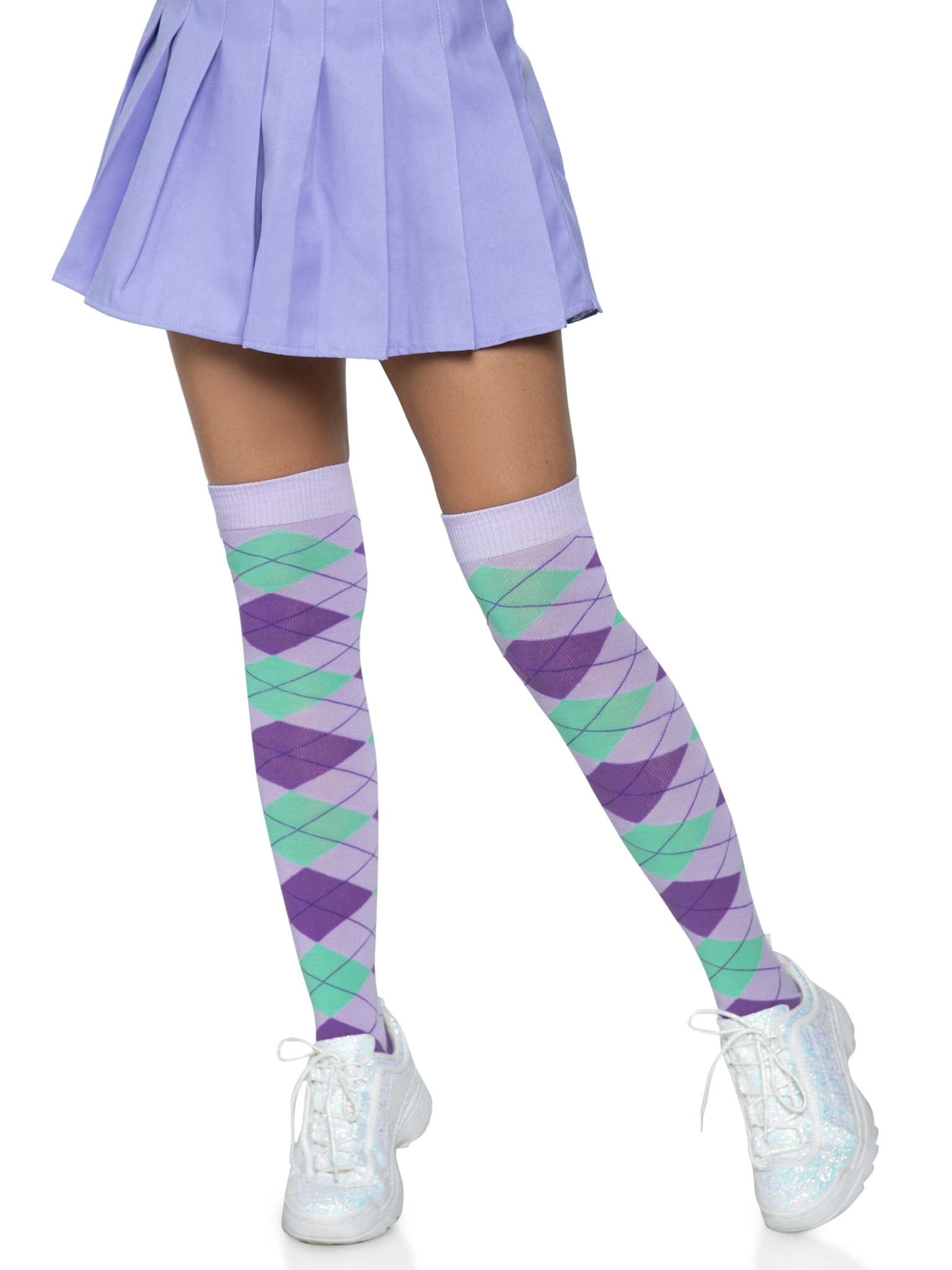 Leg Avenue Madeline Thigh High Argyle Socks