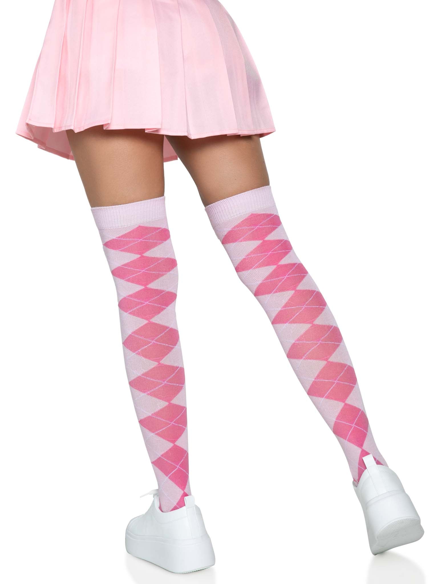 Leg Avenue Madeline Thigh High Argyle Socks