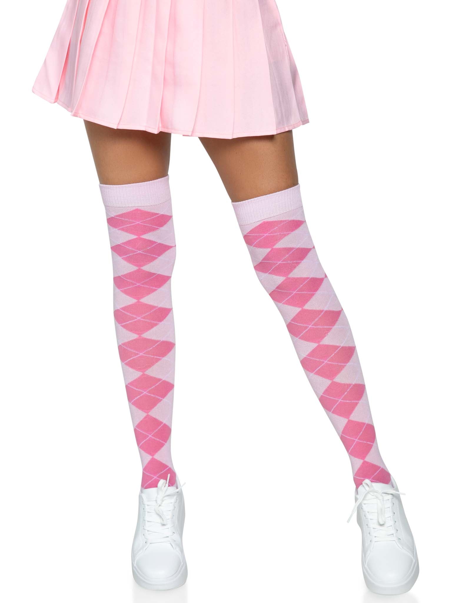Leg Avenue Madeline Thigh High Argyle Socks