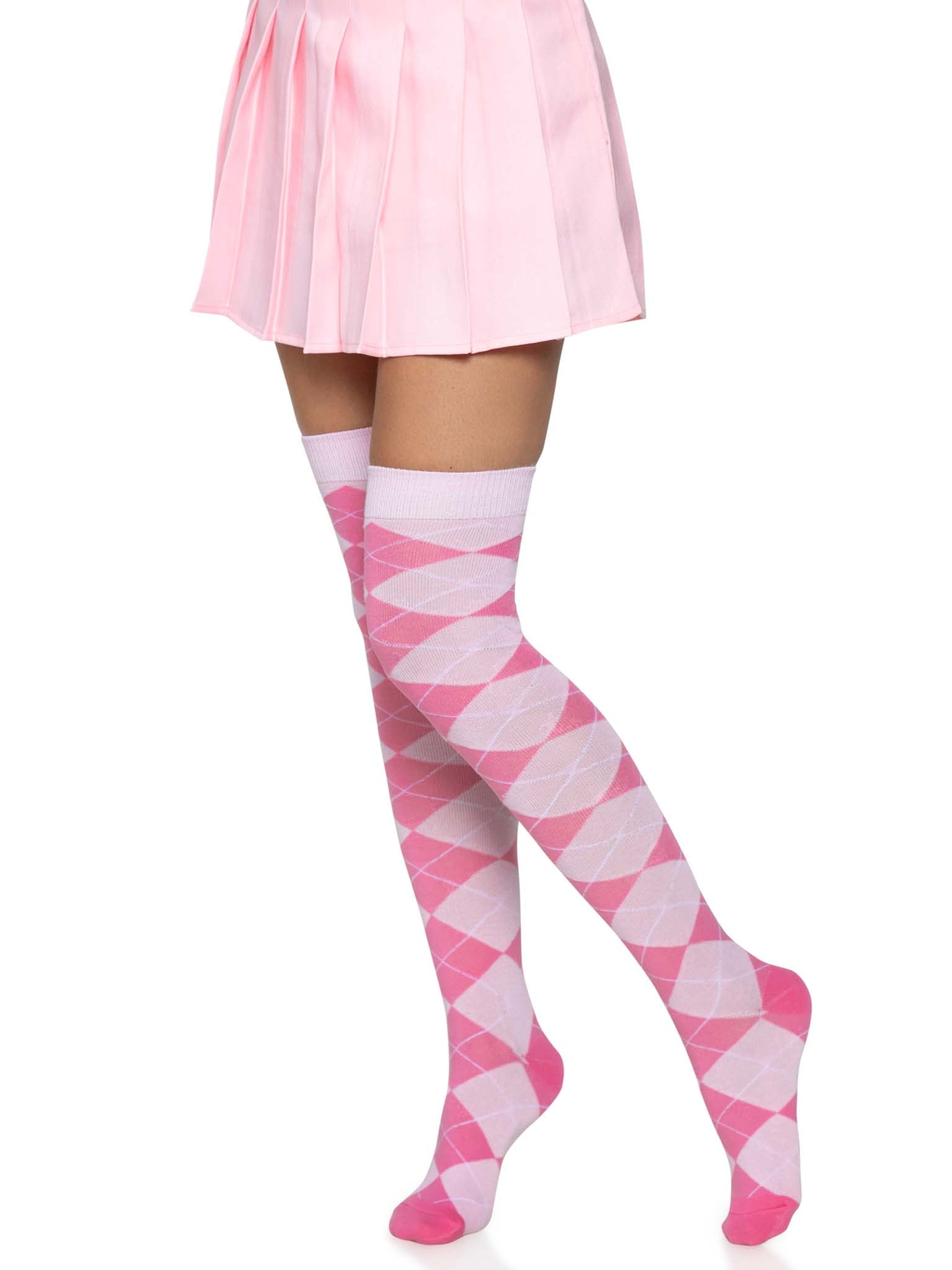 Leg Avenue Madeline Thigh High Argyle Socks
