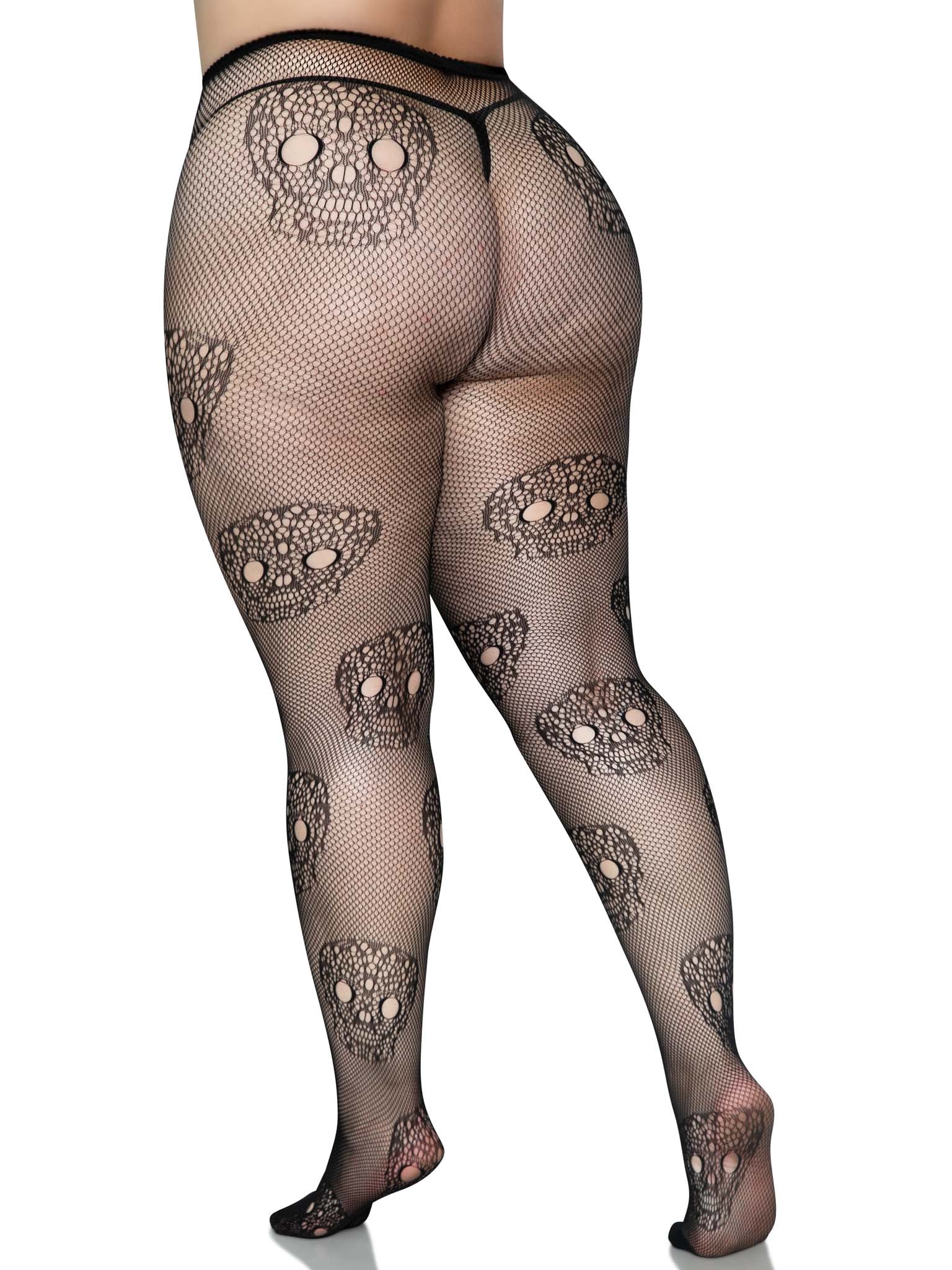 Leg Avenue Calavera Plus Lace Skull Tights