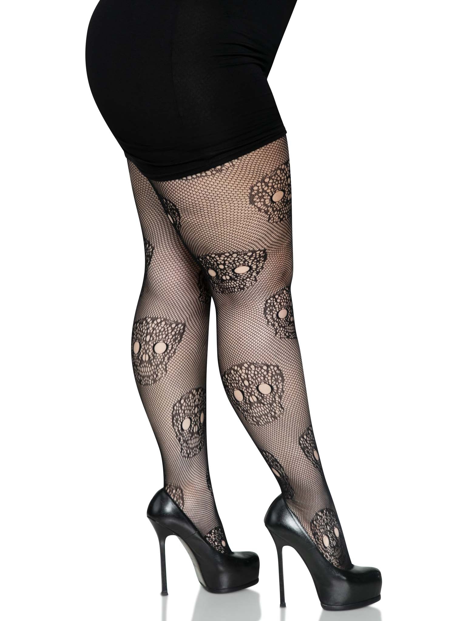 Leg Avenue Calavera Plus Lace Skull Tights