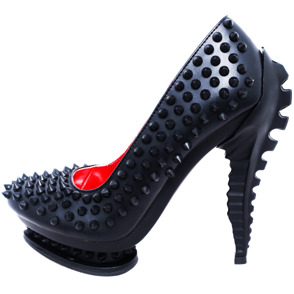 Hades MARA Black Studded Pump High Molded Spinal Heel
