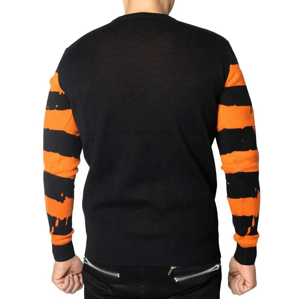 Kreepsville 666 Pumpkin Distressed Striped Sweater