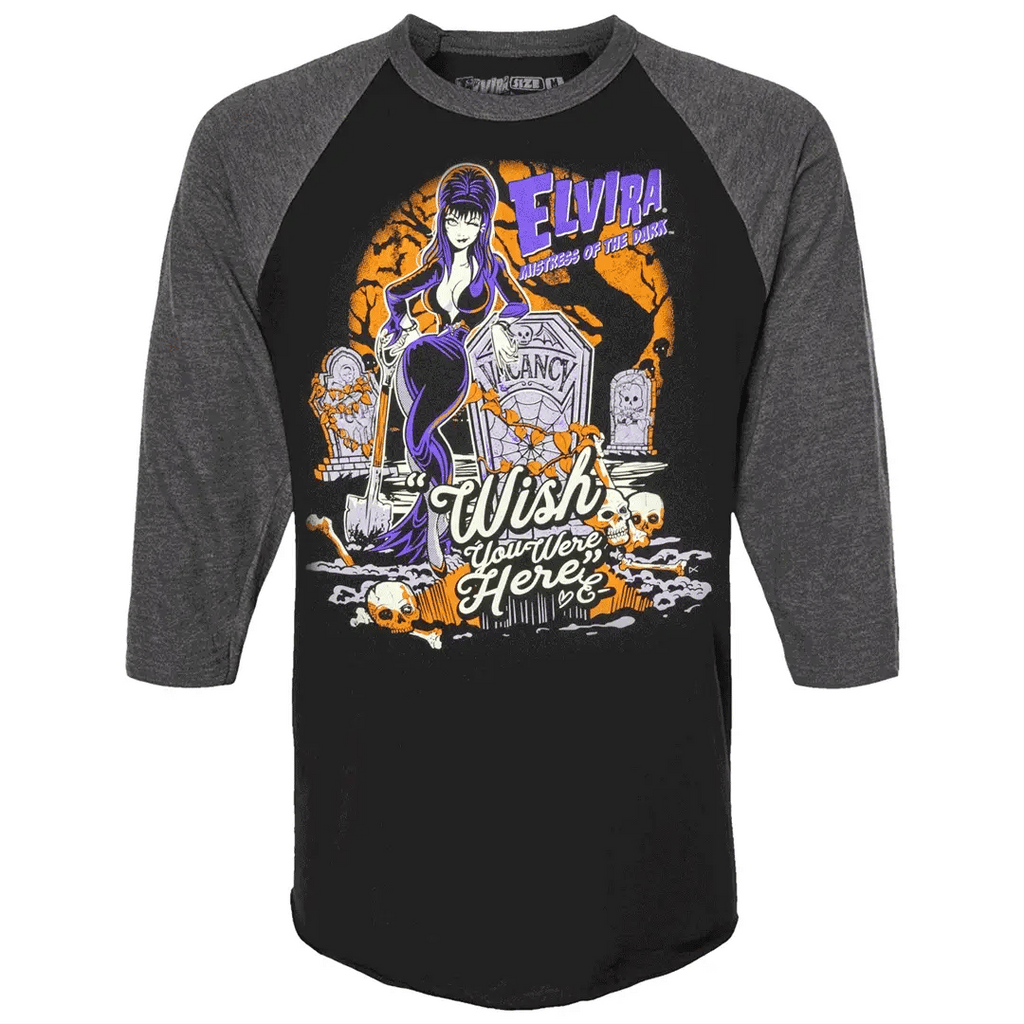 Kreepsville 666 Elvira Wish You Were Here Longsleeve Raglan Tee