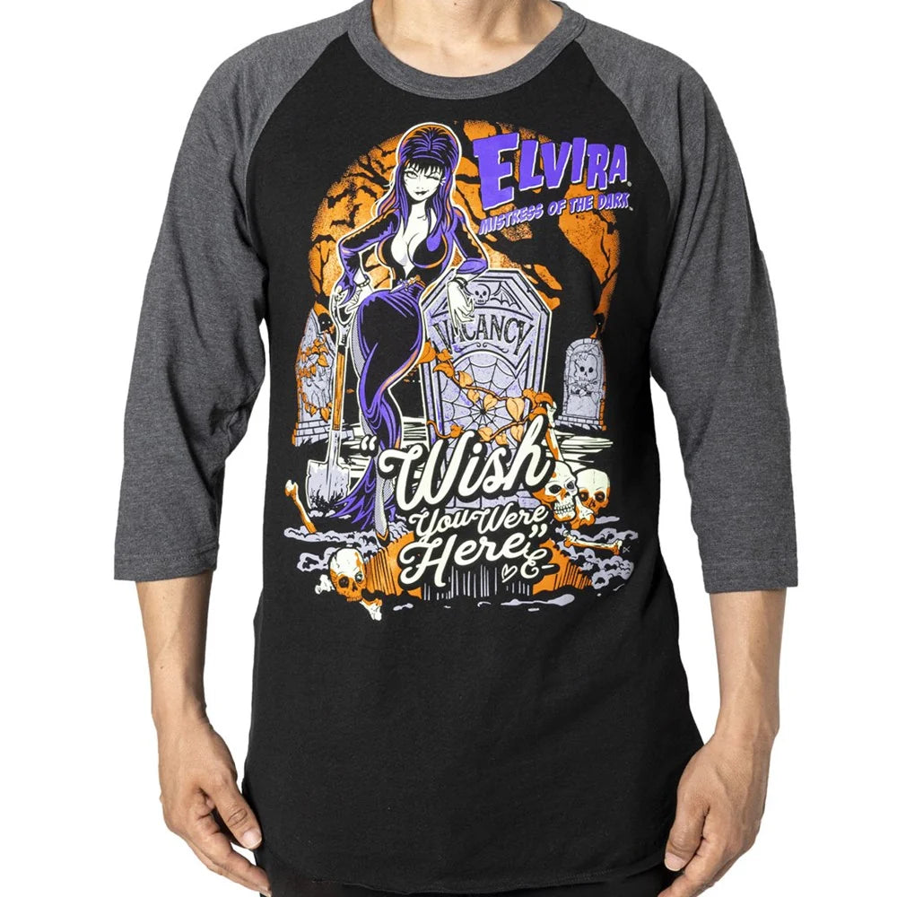 Kreepsville 666 Elvira Wish You Were Here Longsleeve Raglan Tee