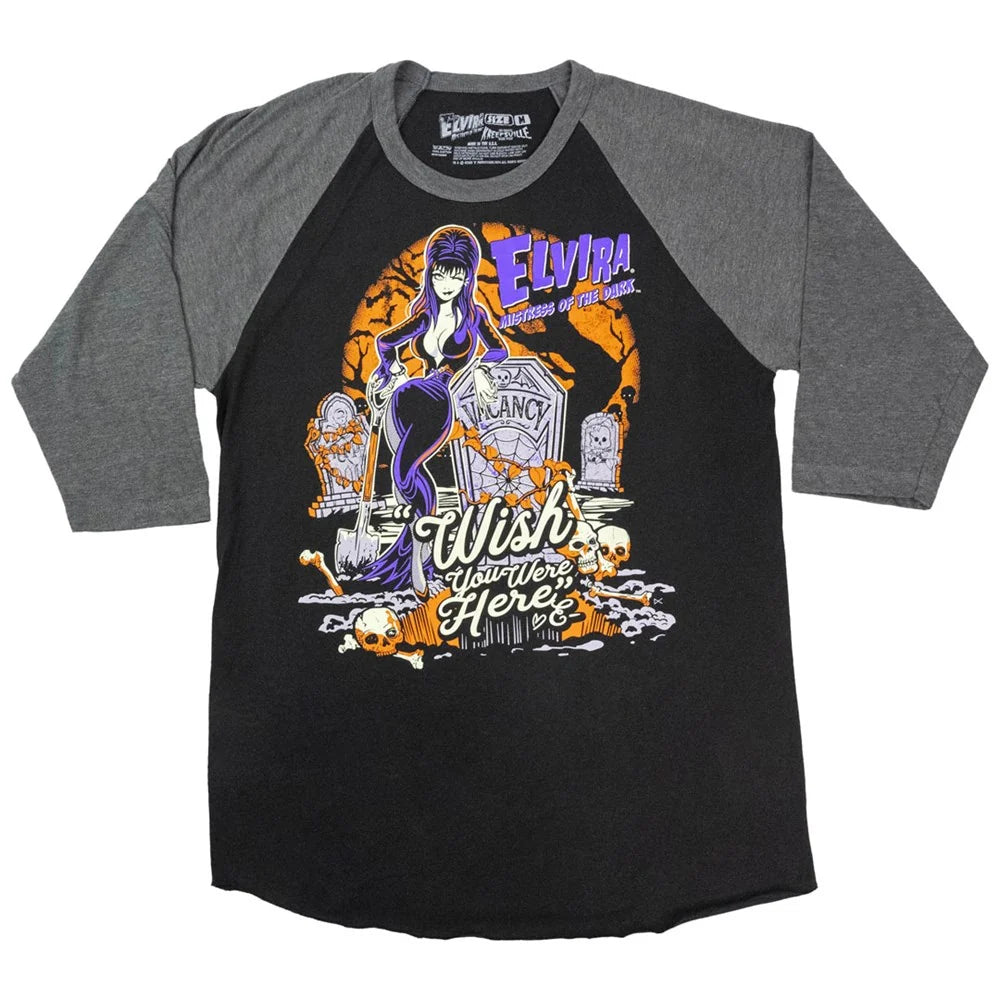 Kreepsville 666 Elvira Wish You Were Here Longsleeve Raglan Tee