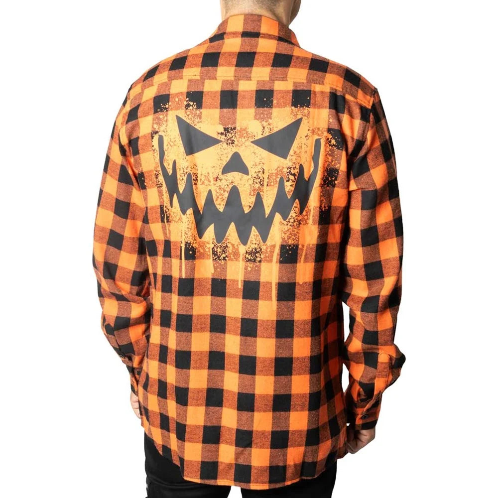 Kreepsville 666 Pumpkin Face Orange Flannel Shirt