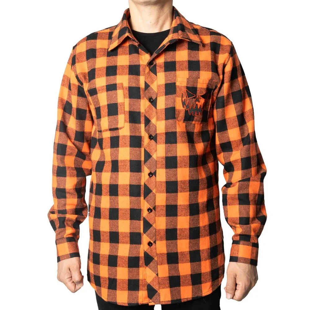 Kreepsville 666 Pumpkin Face Orange Flannel Shirt