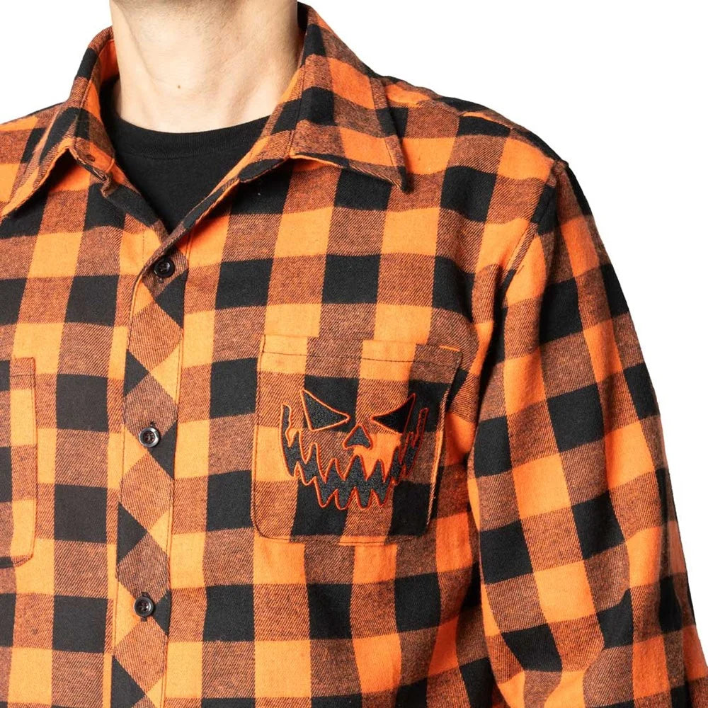 Kreepsville 666 Pumpkin Face Orange Flannel Shirt