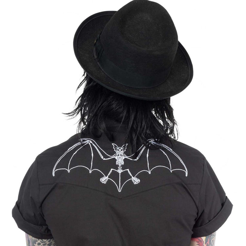 Kreepsville 666 Bat Bone Black Western Shirt