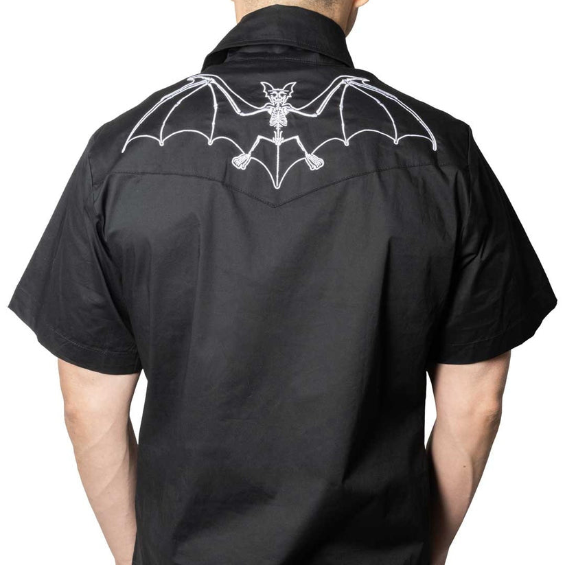 Kreepsville 666 Bat Bone Black Western Shirt