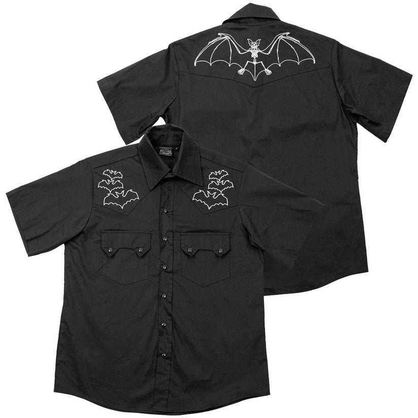 Kreepsville 666 Bat Bone Black Western Shirt