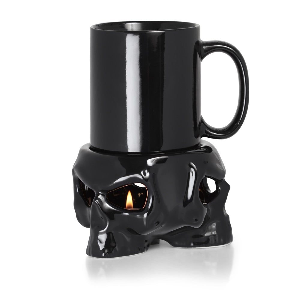 Alchemy Gothic Black Skull Mug & Warmer Tealight Candle Holder MWCB4
