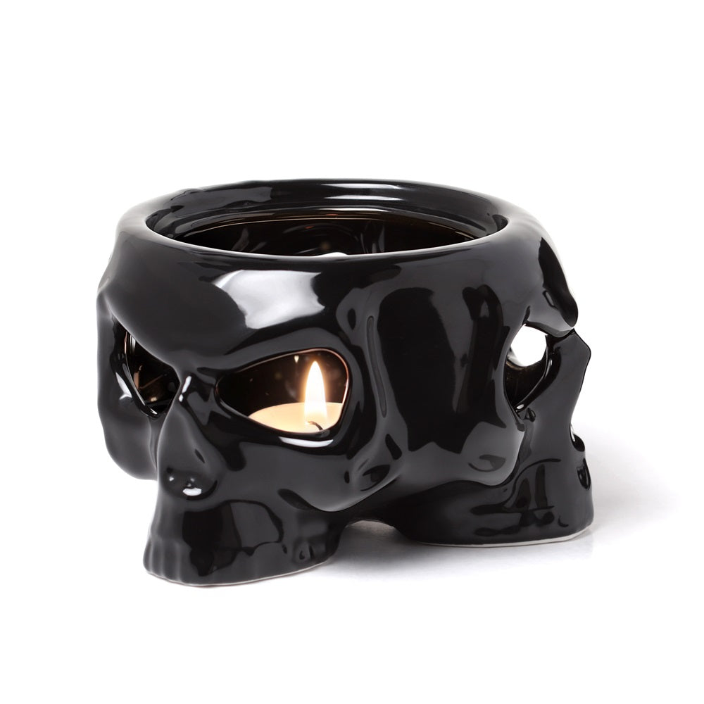 Alchemy Gothic Black Skull Mug & Warmer Tealight Candle Holder MWCB4