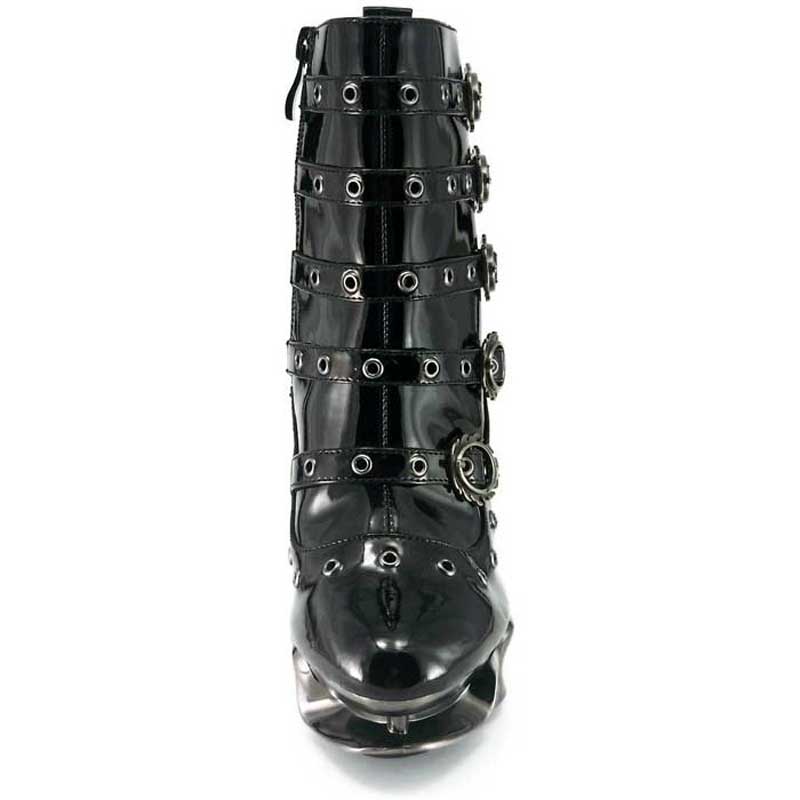 Hades MACHINA Black Vegan Patent Leather Buckles Boot