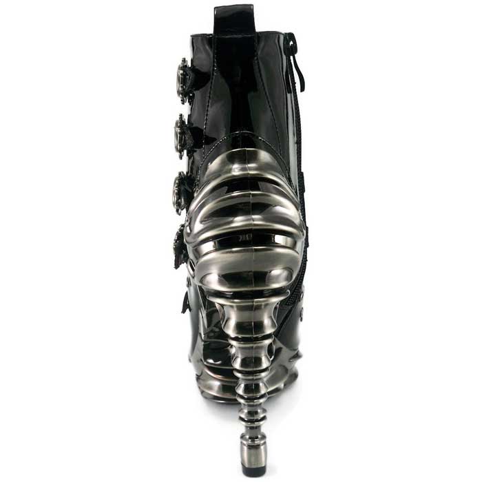 Hades CRIMSON Black Patent Ankle Boots 5" Spinal Heel