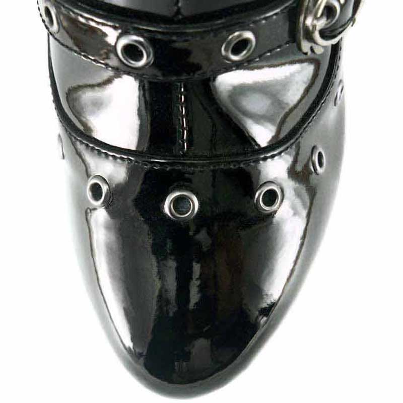 Hades MACHINA Black Vegan Patent Leather Buckles Boot