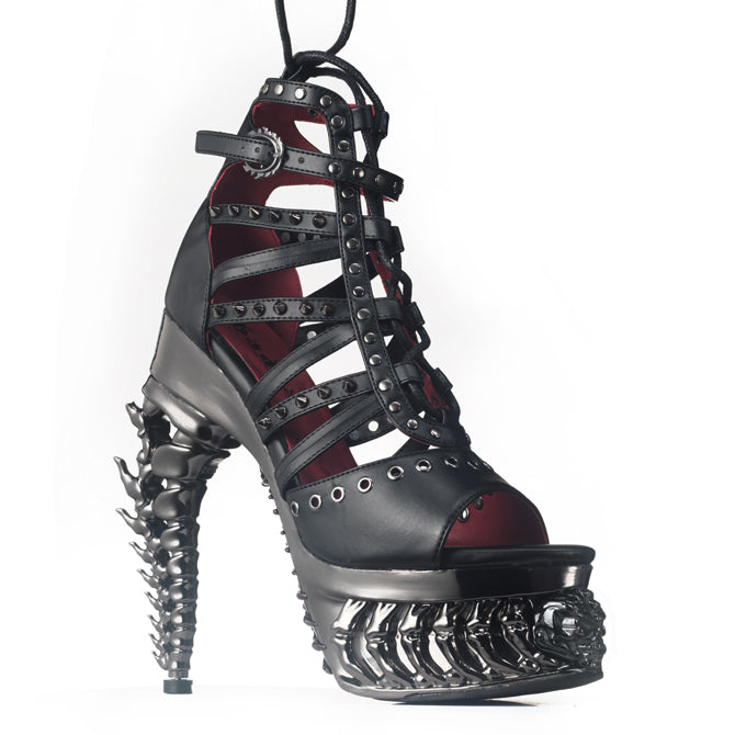 Hades MORANA Black Sandal 5" Metallic Reptile Heel