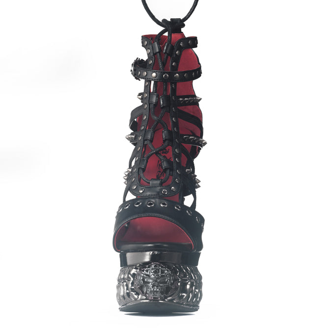 Hades MORANA Black Sandal 5" Metallic Reptile Heel