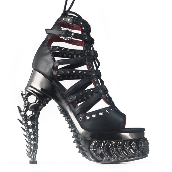 Hades MORANA Black Sandal 5" Metallic Reptile Heel