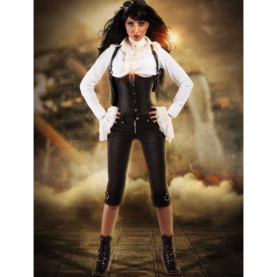 Hades NEPHELE Steampunk Black Lace Up Ankle Boots