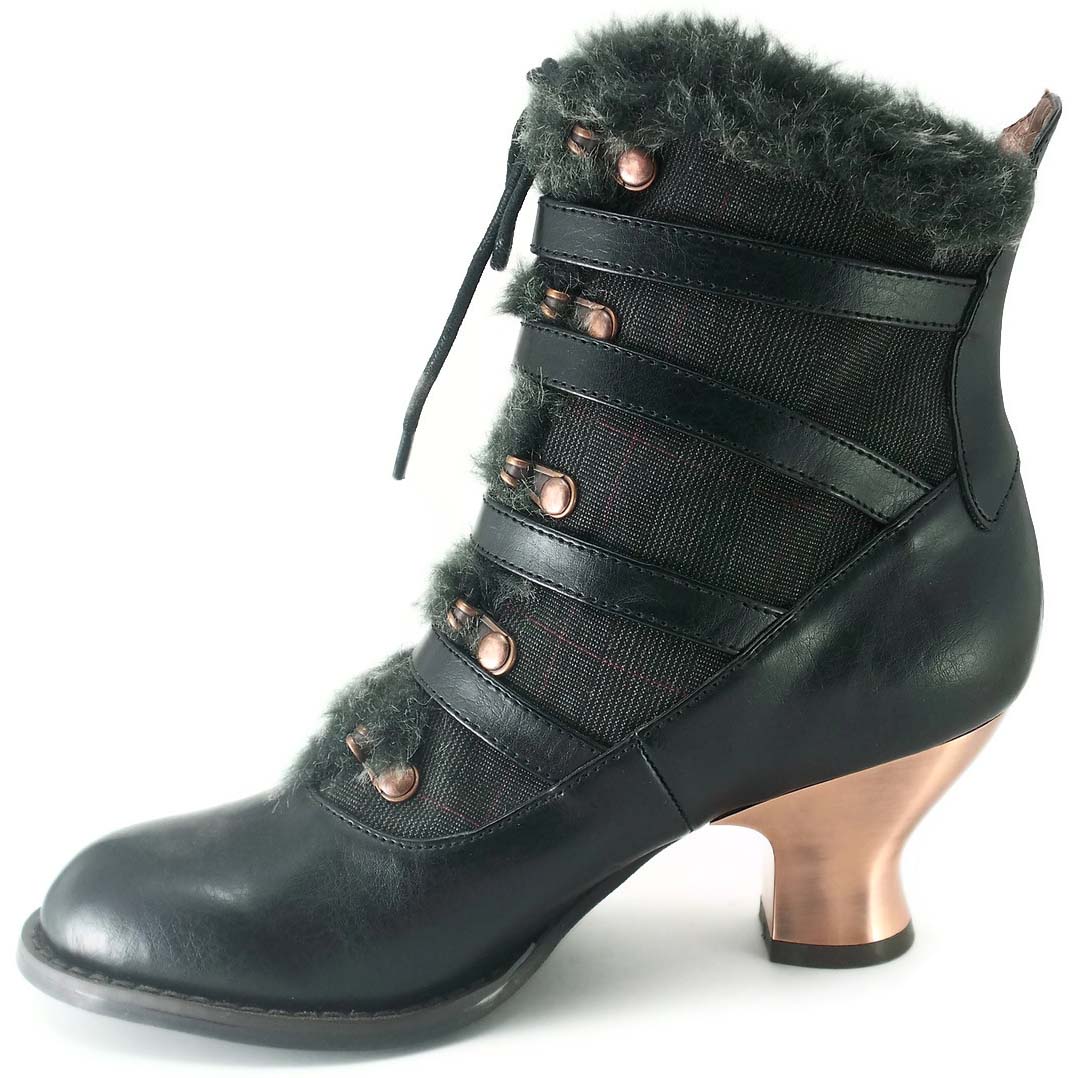 Hades NEPHELE Steampunk Black Lace Up Ankle Boots