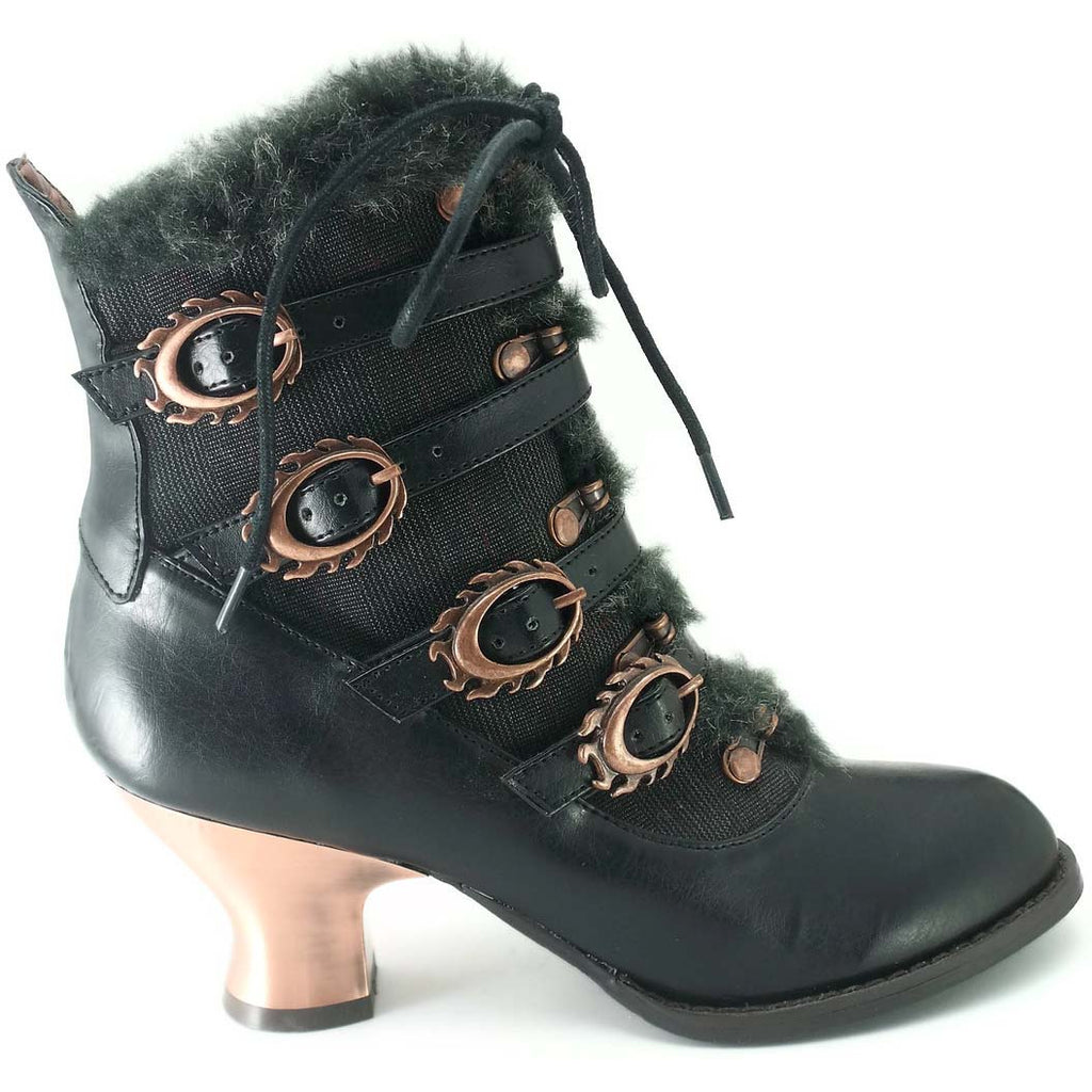 Hades NEPHELE Steampunk Black Lace Up Ankle Boots