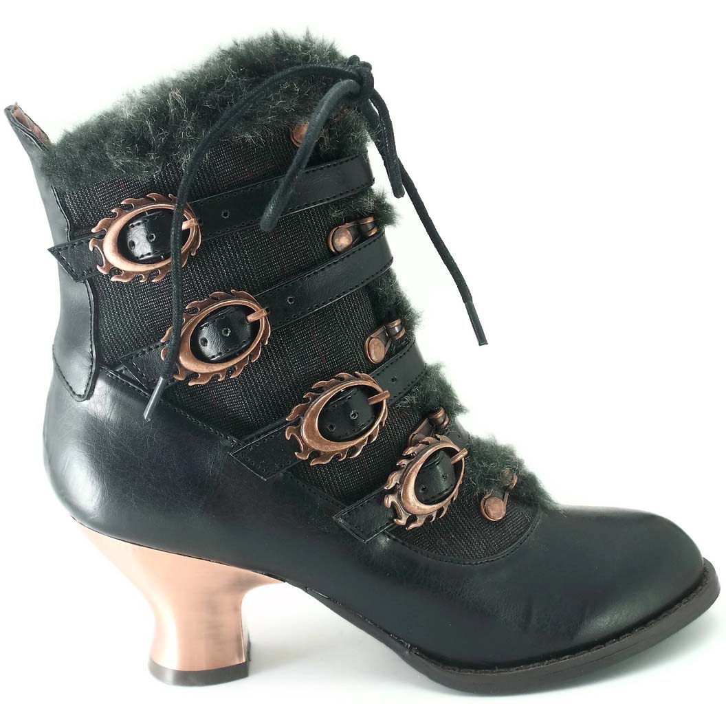 Hades NEPHELE Steampunk Black Lace Up Ankle Boots