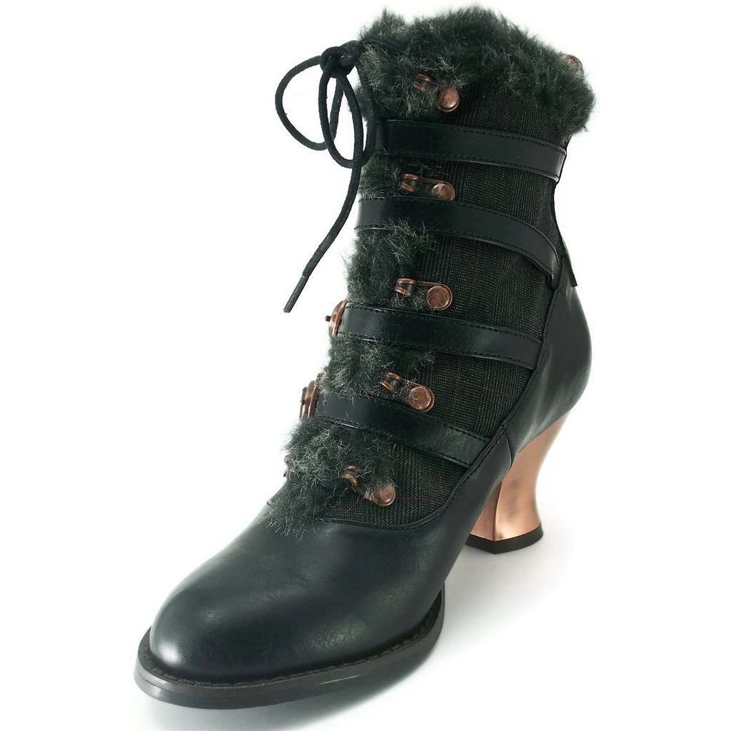 Hades NEPHELE Steampunk Black Lace Up Ankle Boots