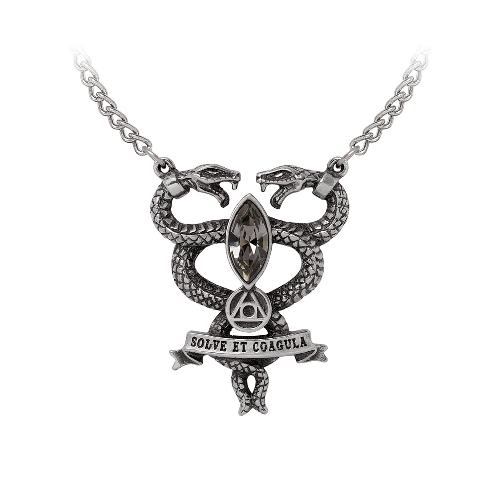 Alchemy Gothic Solve et Coagula Double Serpent Necklace P1019