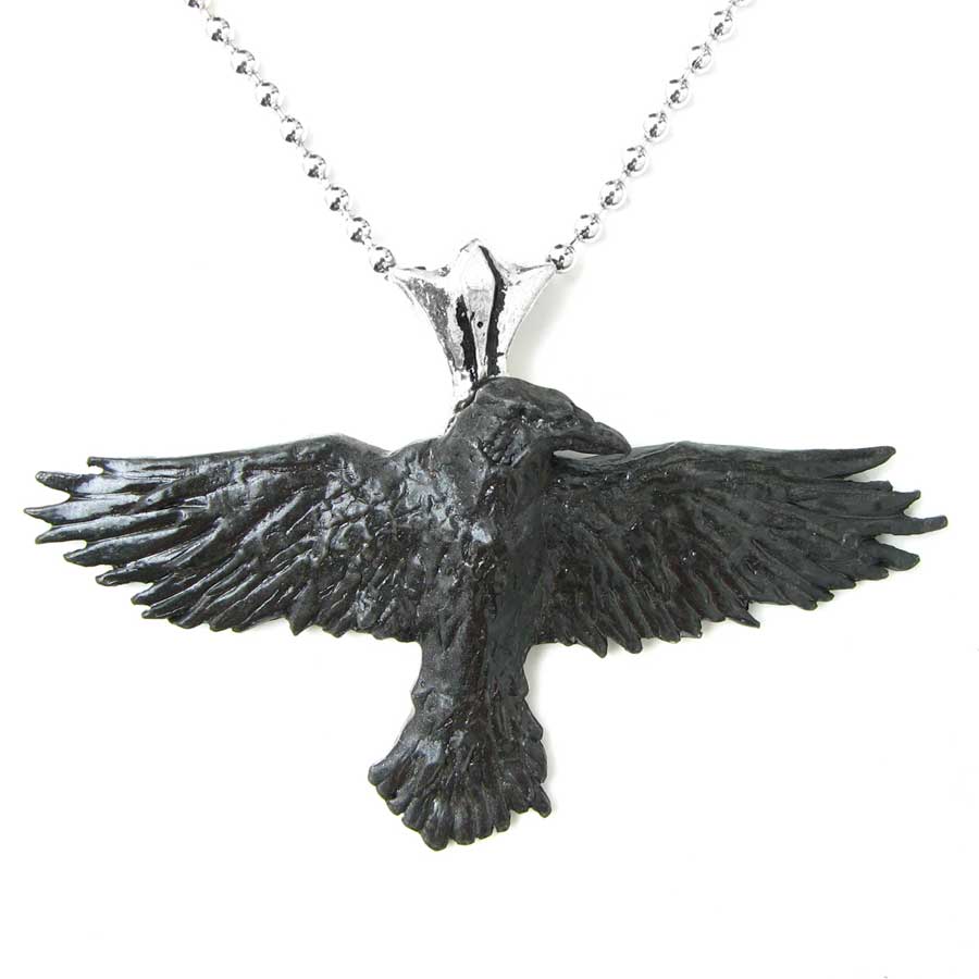 Alchemy Gothic Black Raven Pendant P193