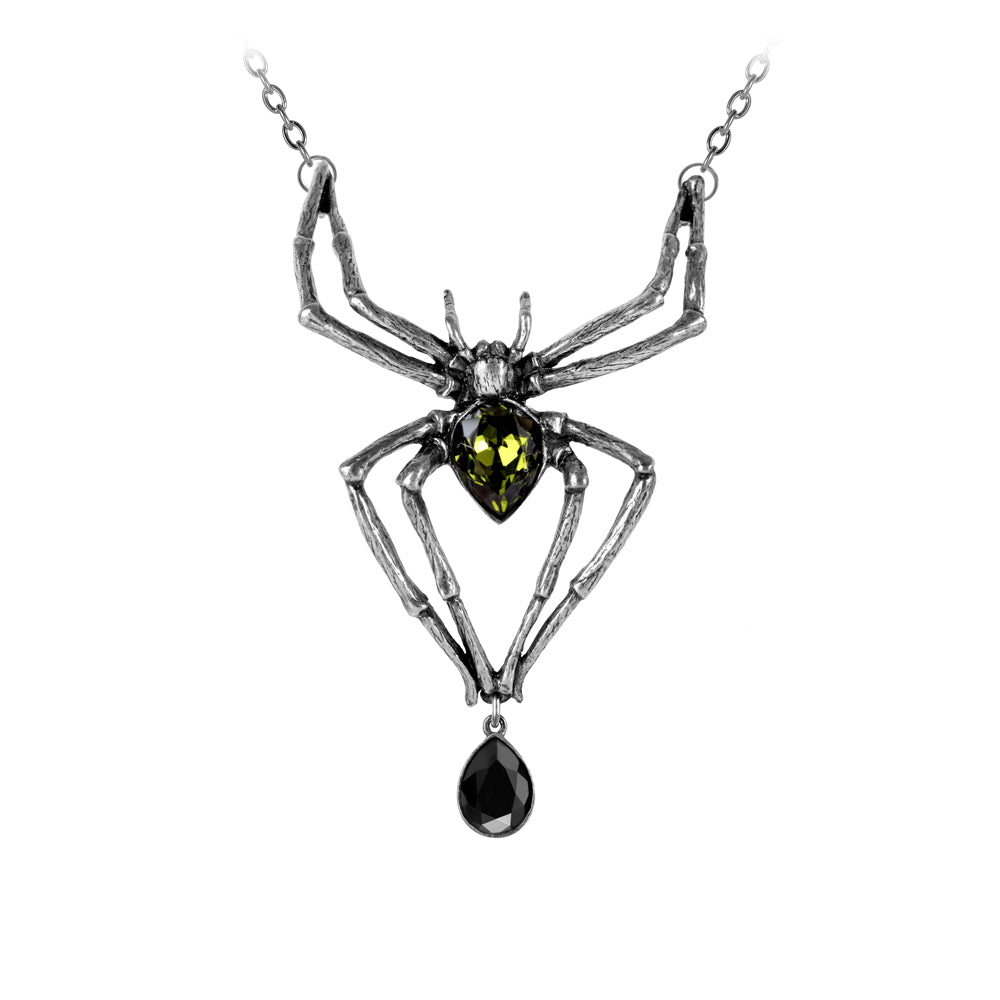 Alchemy Gothic Emerald Venom Spider Pendant Necklace P432