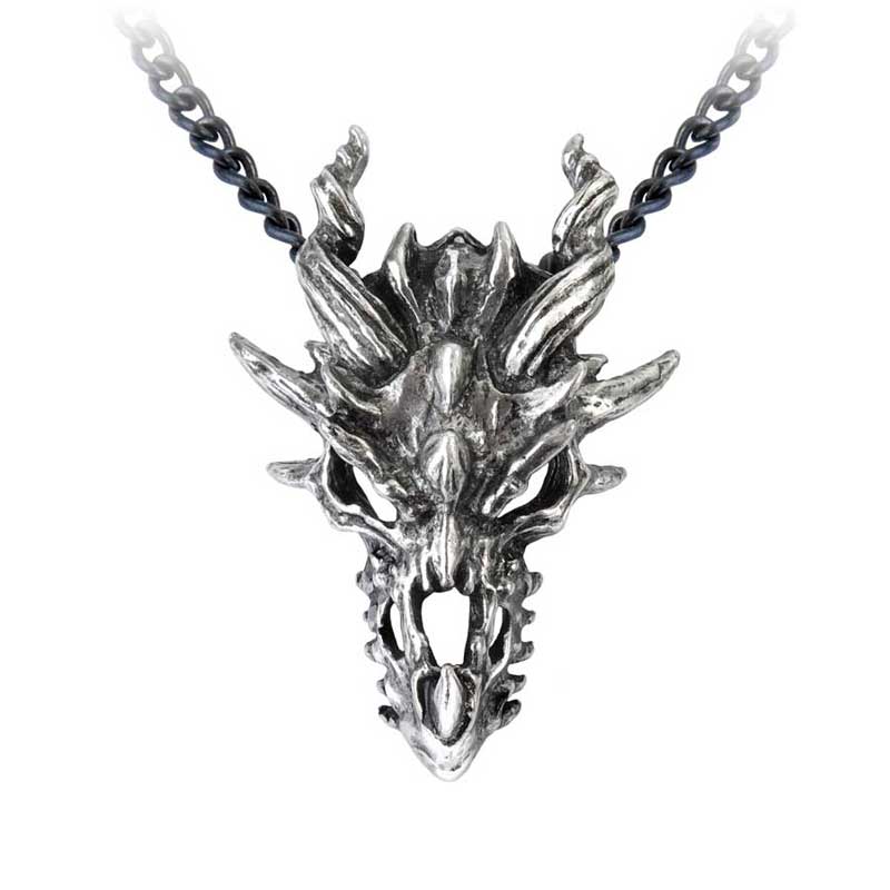 Alchemy Gothic Fierce Dragon Skull Pendant P625