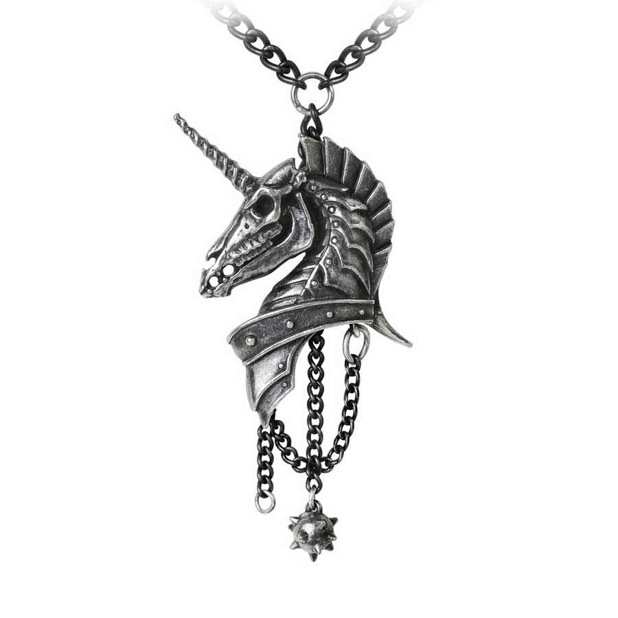 Alchemy Gothic Geistalon Armored Unicorn Skull Pendant P751