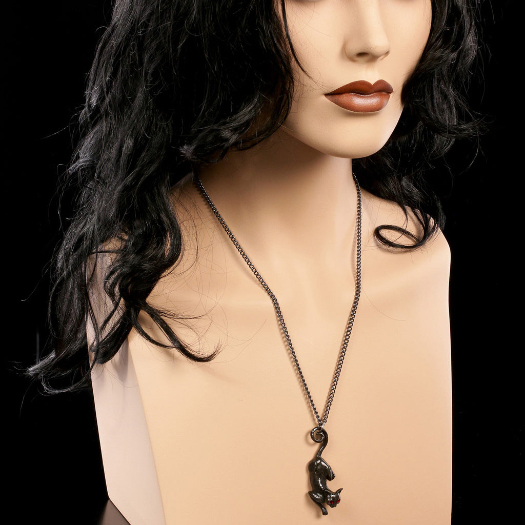 Alchemy Gothic Black Cat Sith Celtic Pendant P816