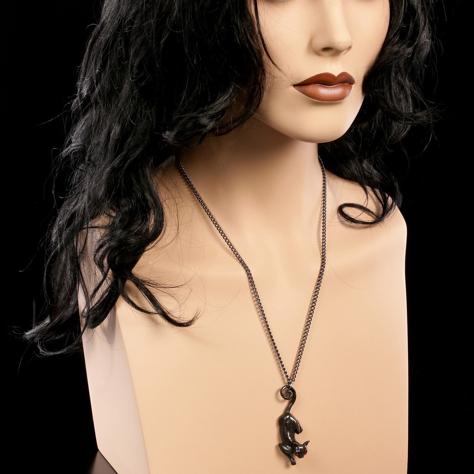 Alchemy Gothic Black Cat Sith Celtic Pendant P816