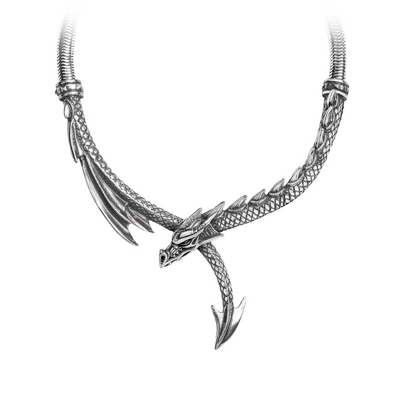 Alchemy Gothic Dragon's Lure Dramatic Necklace Snake Chain P829