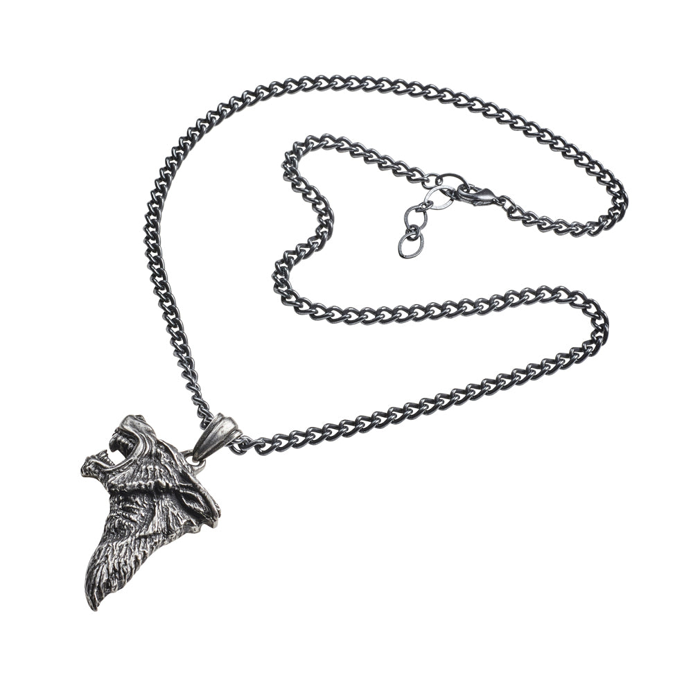 Alchemy Gothic Fierce Snarling Dark Wolf Pendant P833
