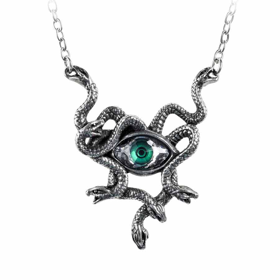 Alchemy Gothic Gorgons Green Eye Stheno Necklace P847