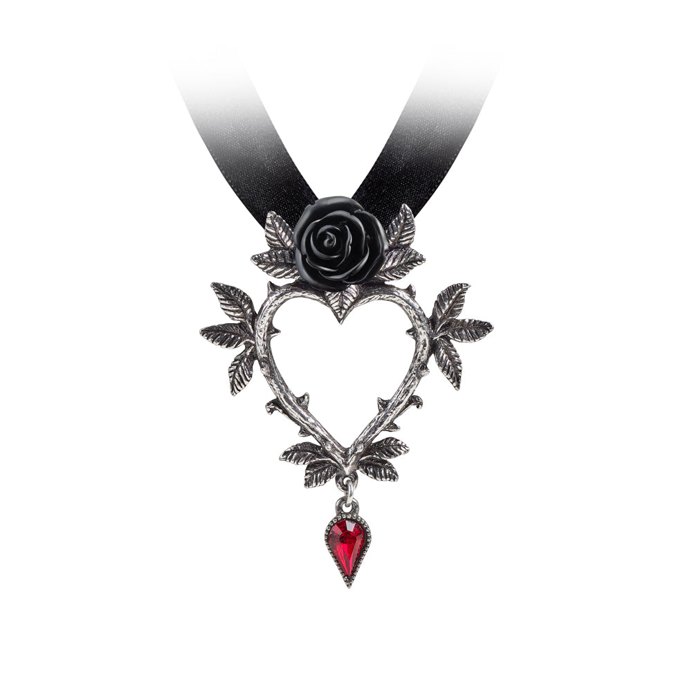 Alchemy Gothic Guirlande d'Amour Black Rose Ribbon Choker P894
