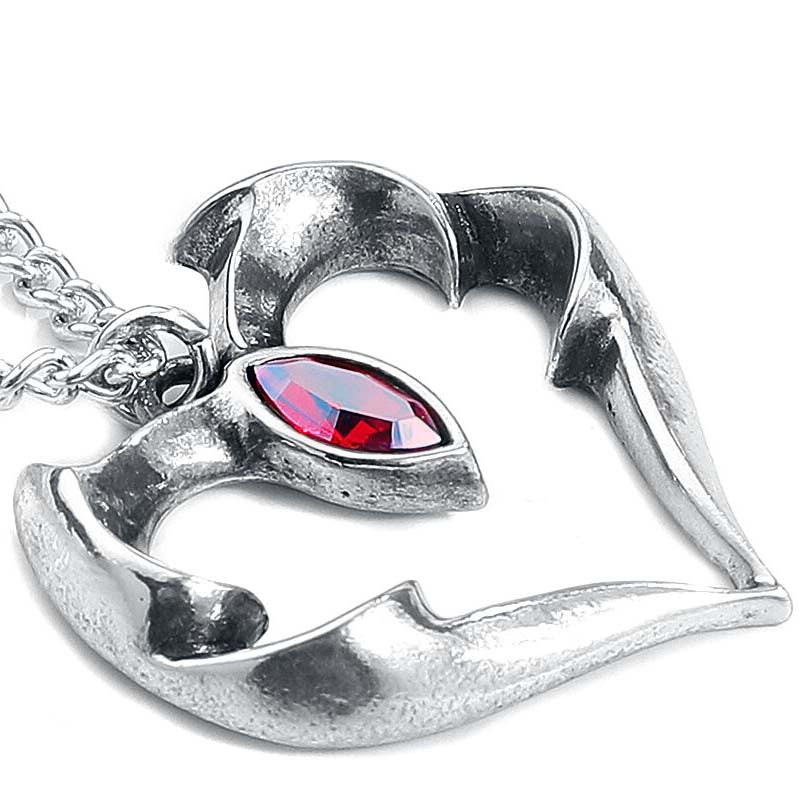 Alchemy Gothic Batheart Heart Red Crystal Pendant P900