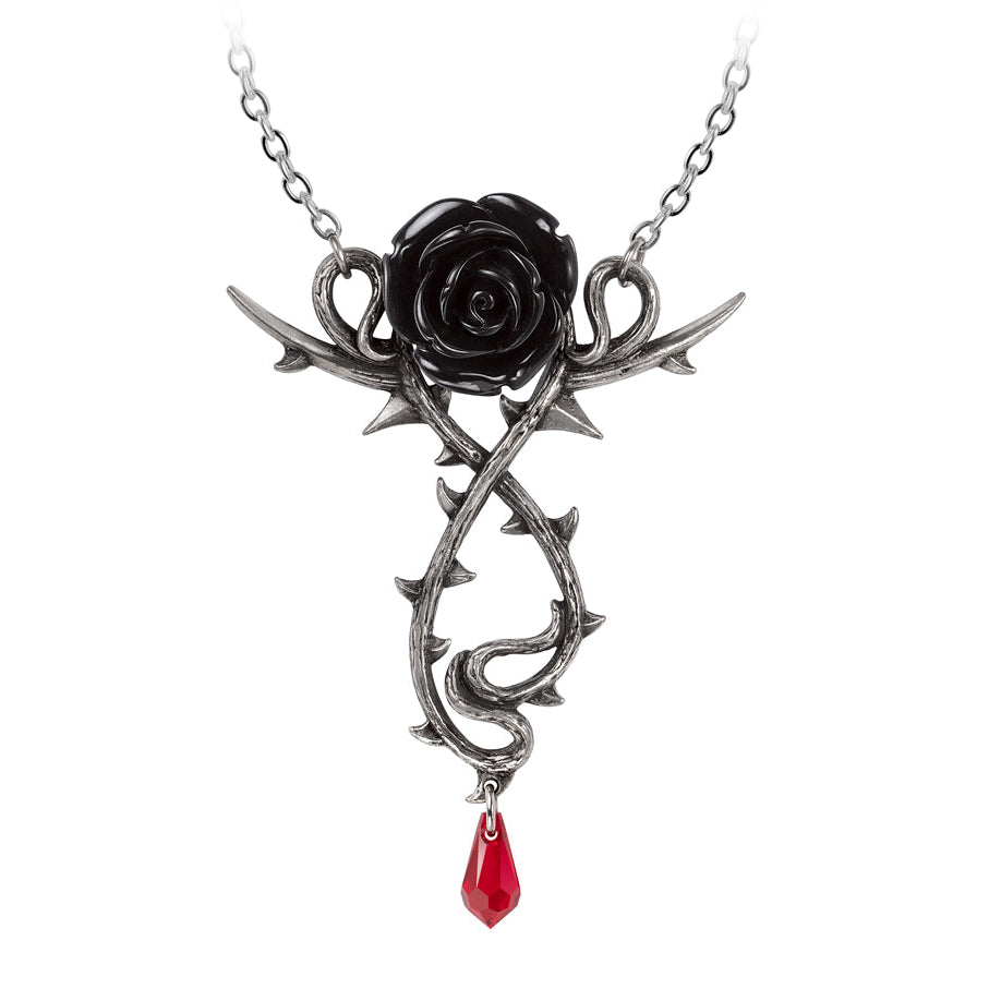 Alchemy Gothic Carpathian Black Rose Necklace P928