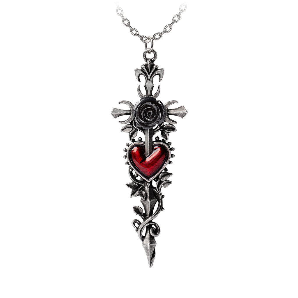 Alchemy Gothic Cross of the Dark Kiss 4" Pendant P975
